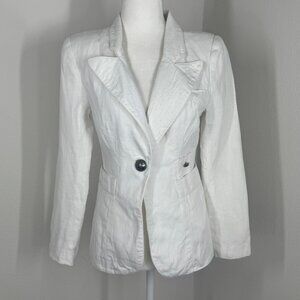 Smythe Classic Dutchess White Linen Blazer Single Breasted Sz 0-2?